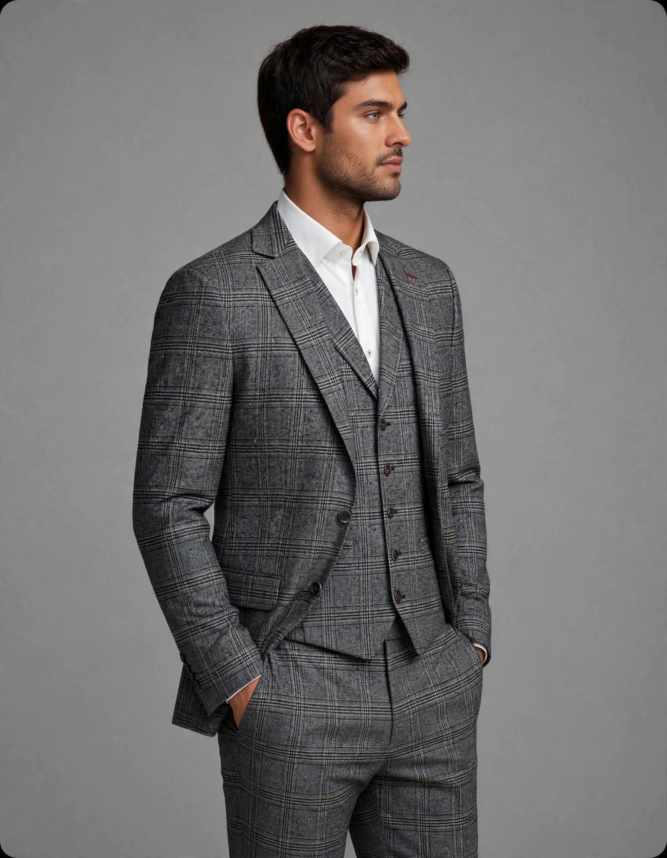 Gabriel 3 Piece Suit Set Brown Check