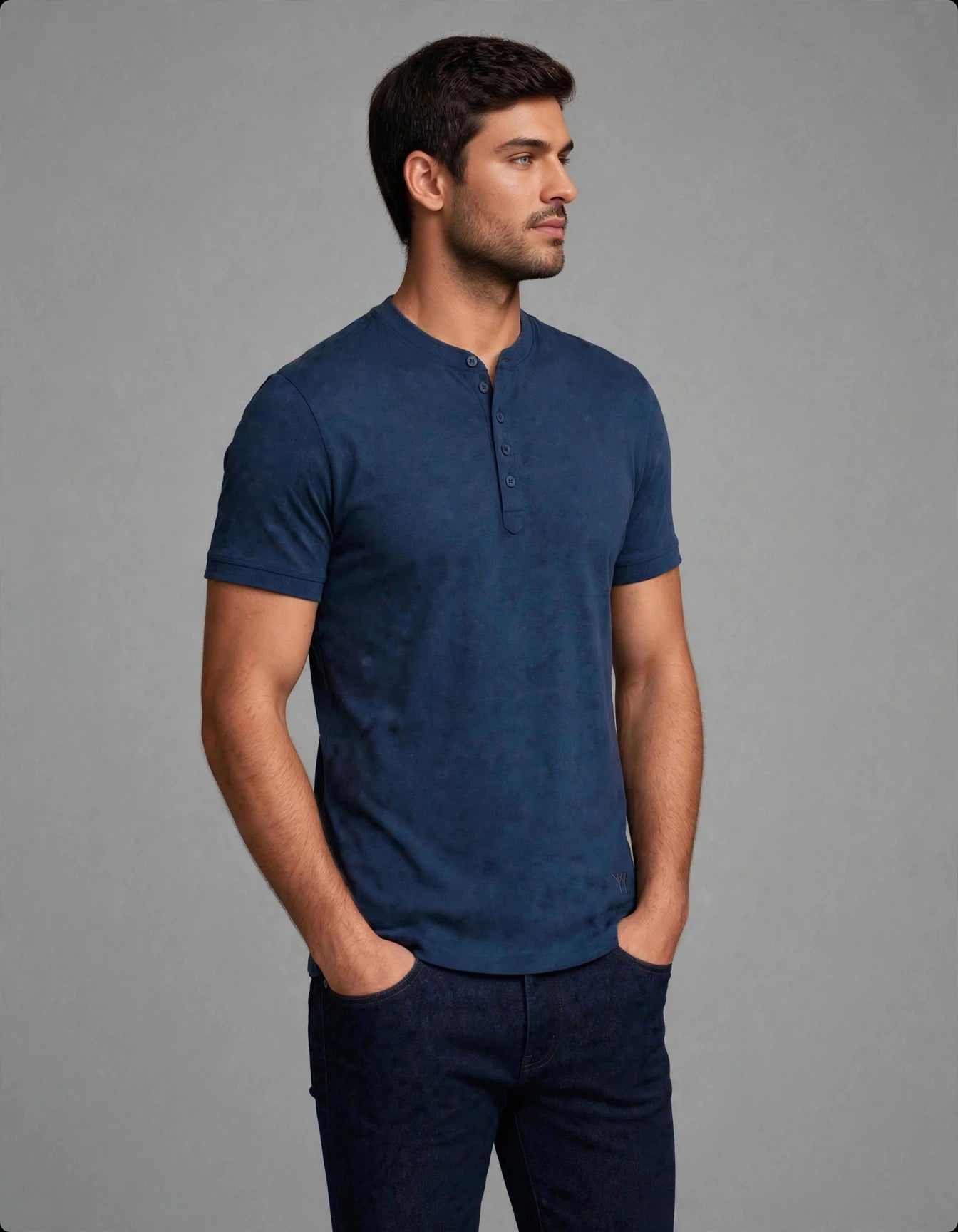 Sera Henley T Shirt Navy