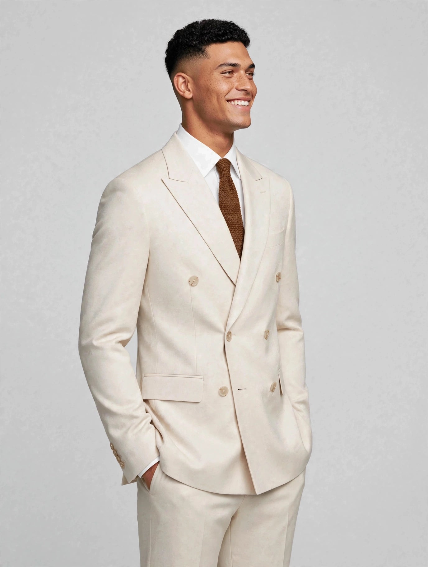 Neil DB 2 Piece Suit Ecru