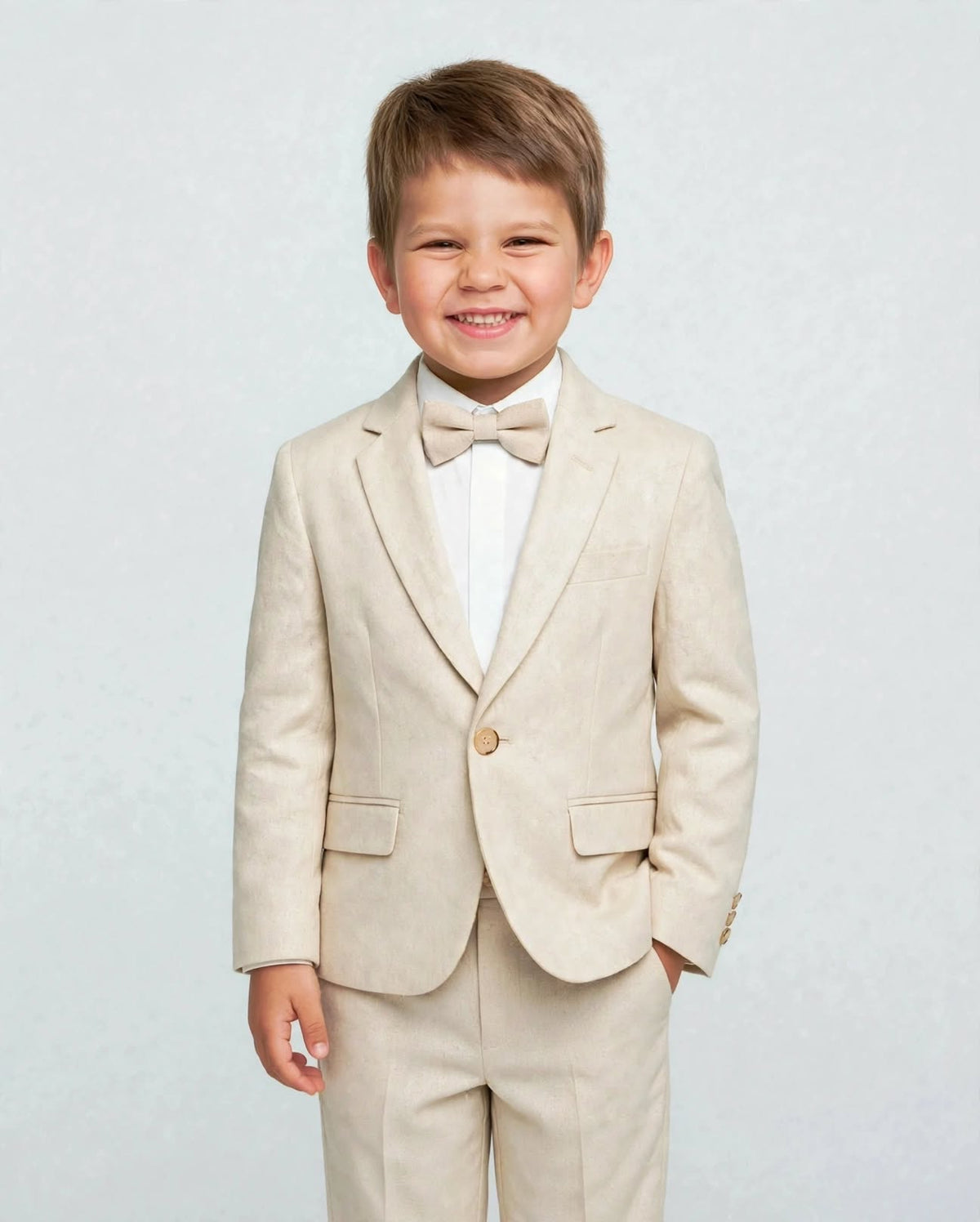 Archie Boys Linen Suit Set Sand