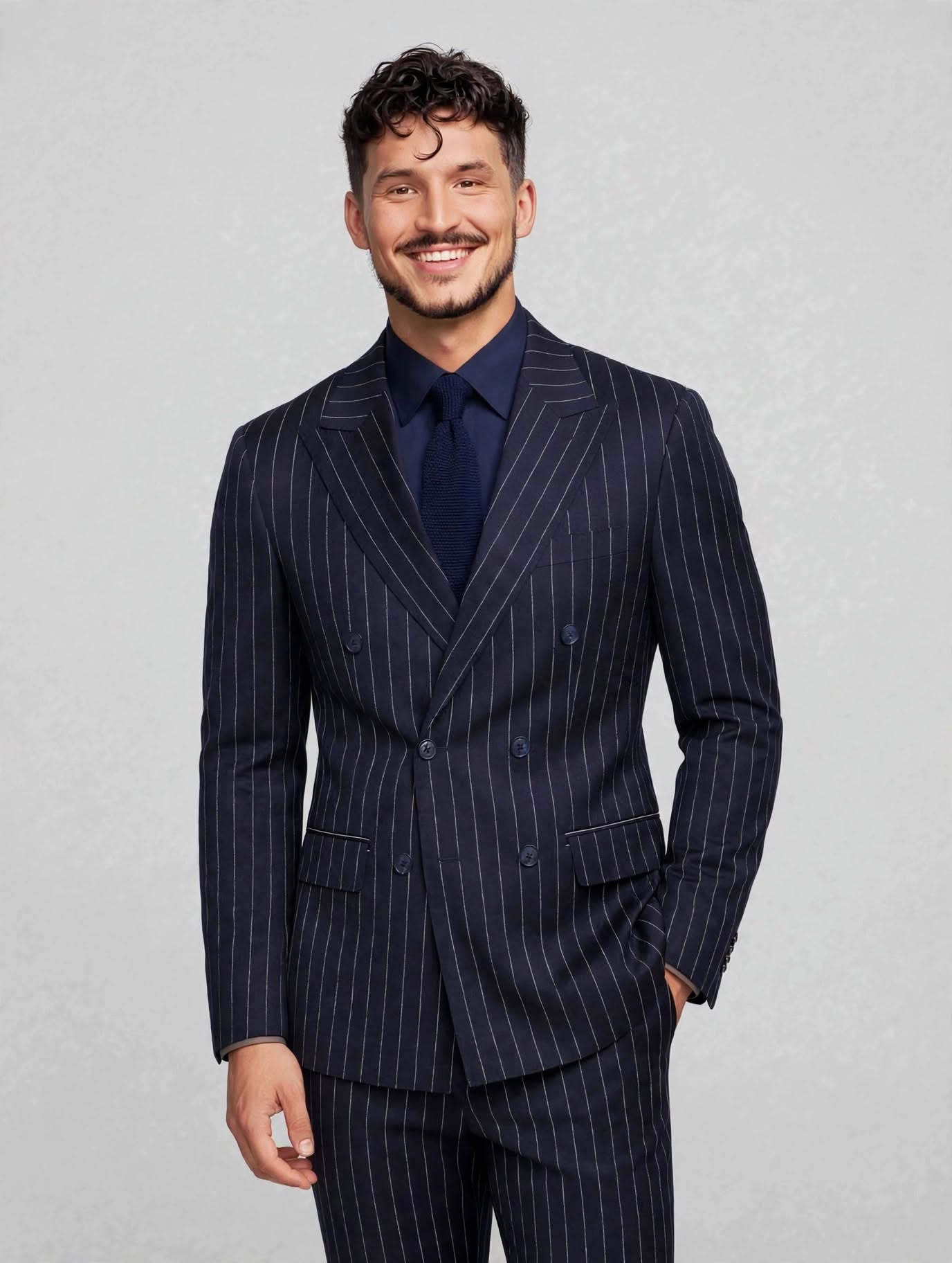 MTM DB Peak Jacket Pinstripe Navy