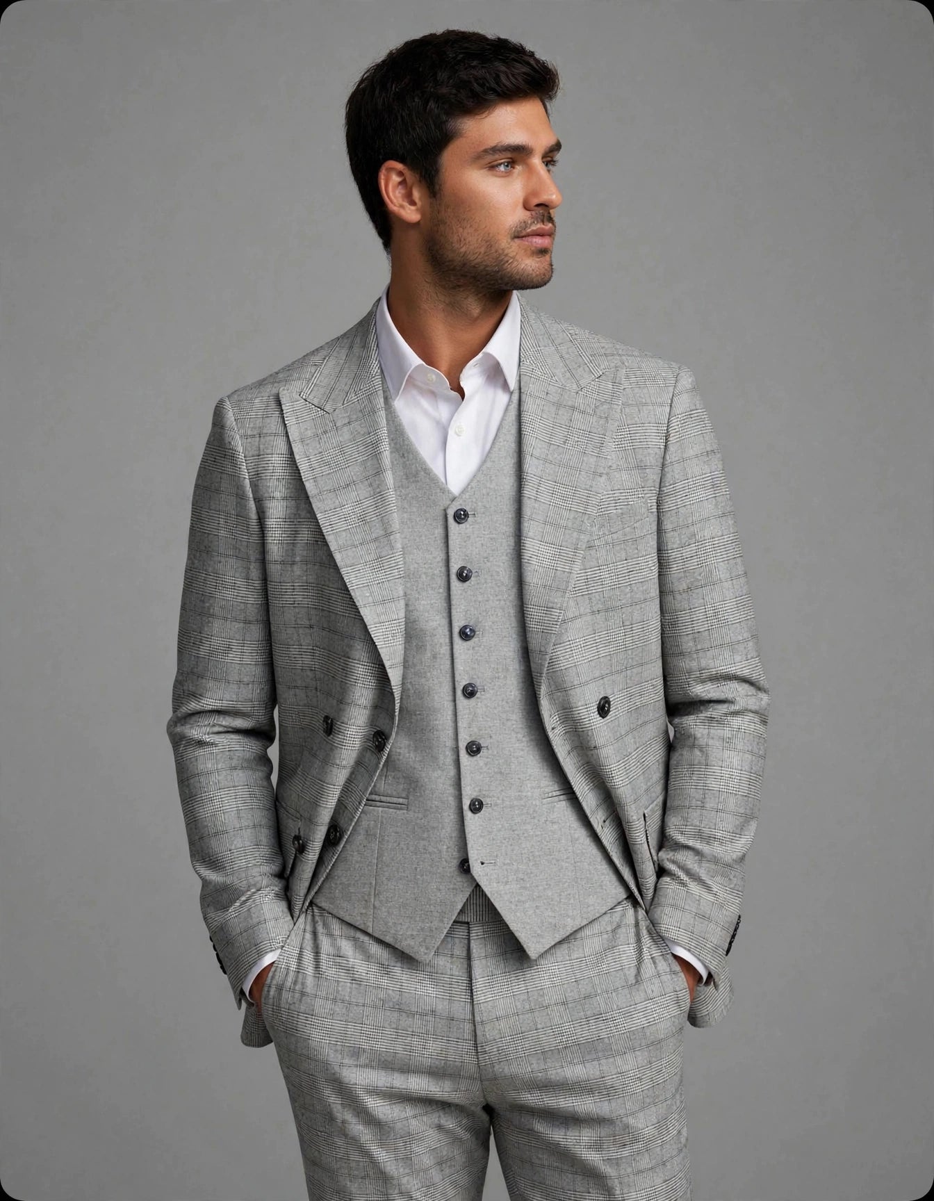 Farrel 3 Piece Suit Set Grey Check