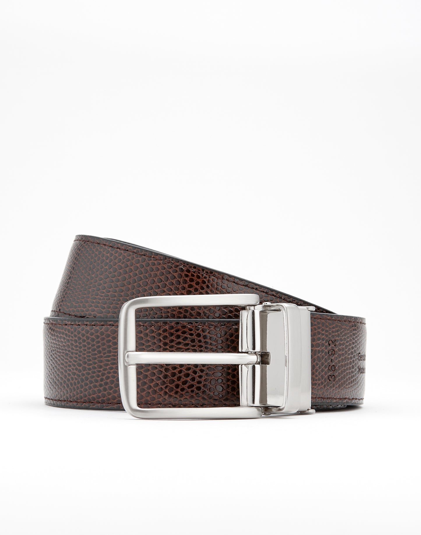 Leather Belt Black Animal - Reversible