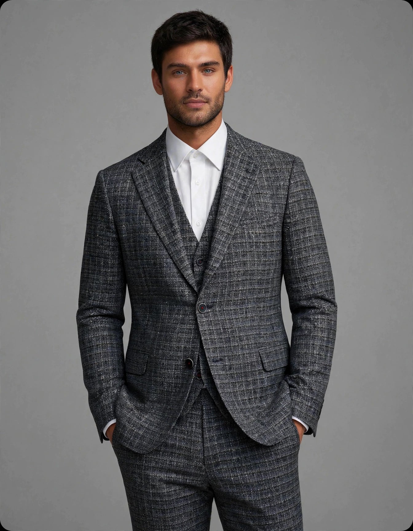 Zamit 3 Piece Suit Set Grey Marle