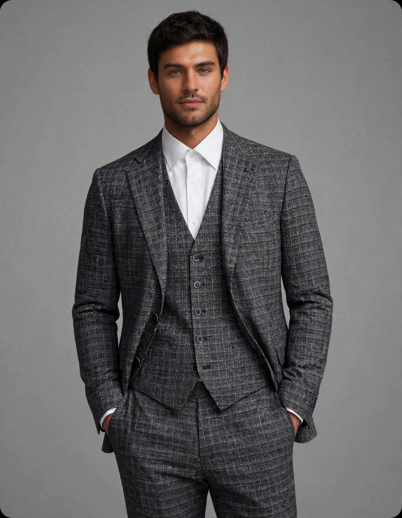 Zamit 3 Piece Suit Set Grey Marle