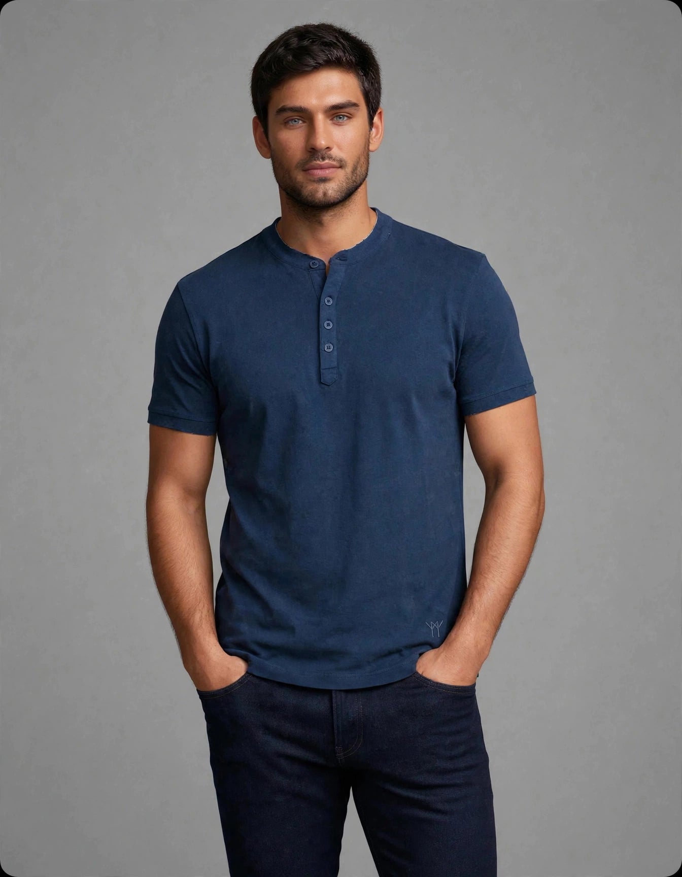Sera Henley T Shirt Navy