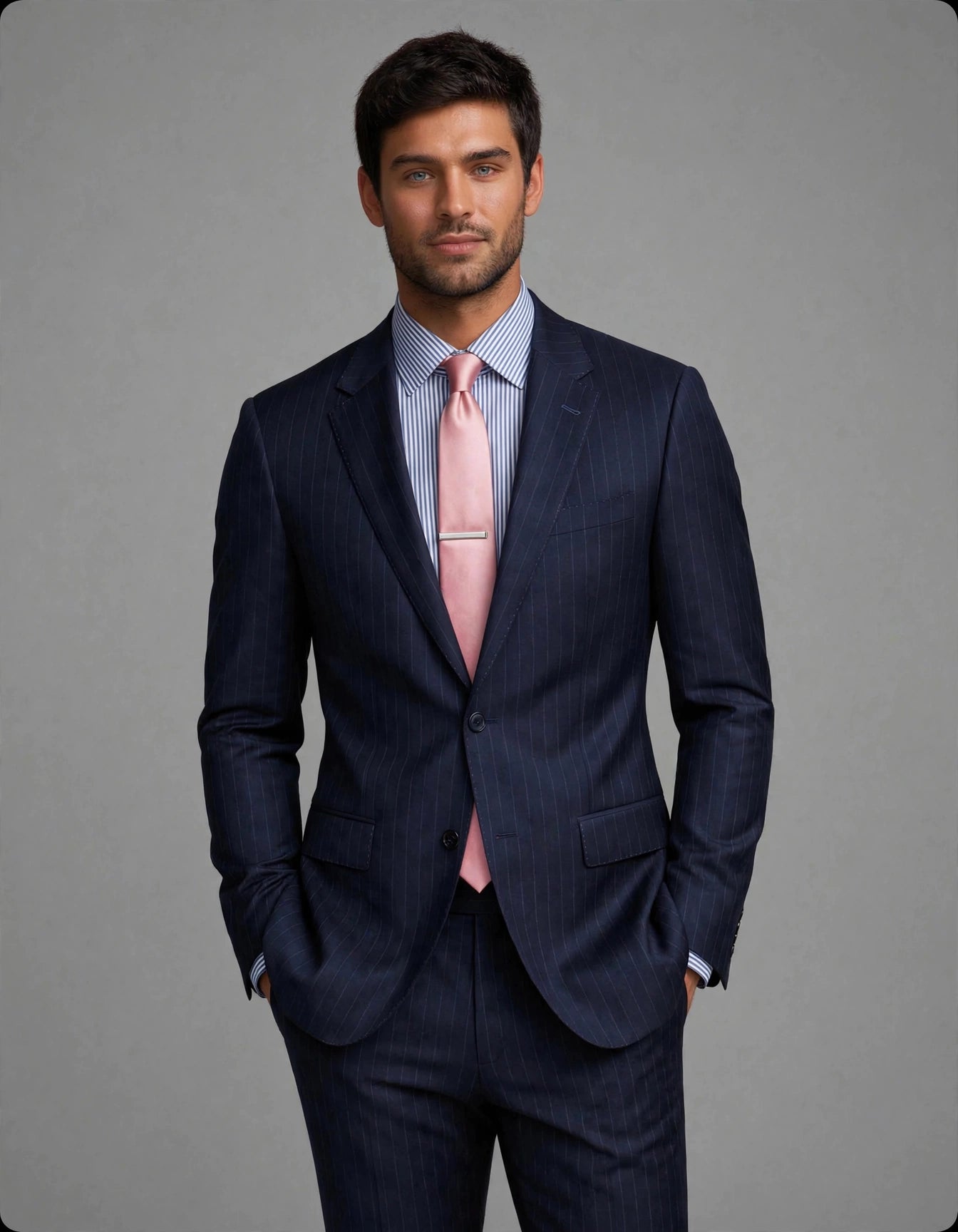 Moby 2 Piece Suit Pinstripe Navy