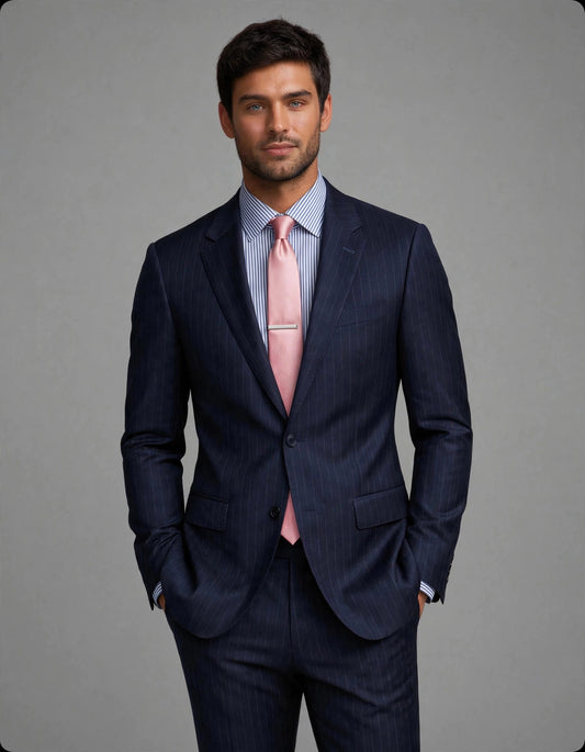 Moby 2 Piece Suit Pinstripe Navy