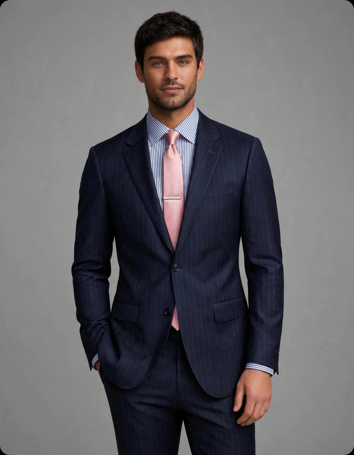 Moby 2 Piece Suit Pinstripe Navy