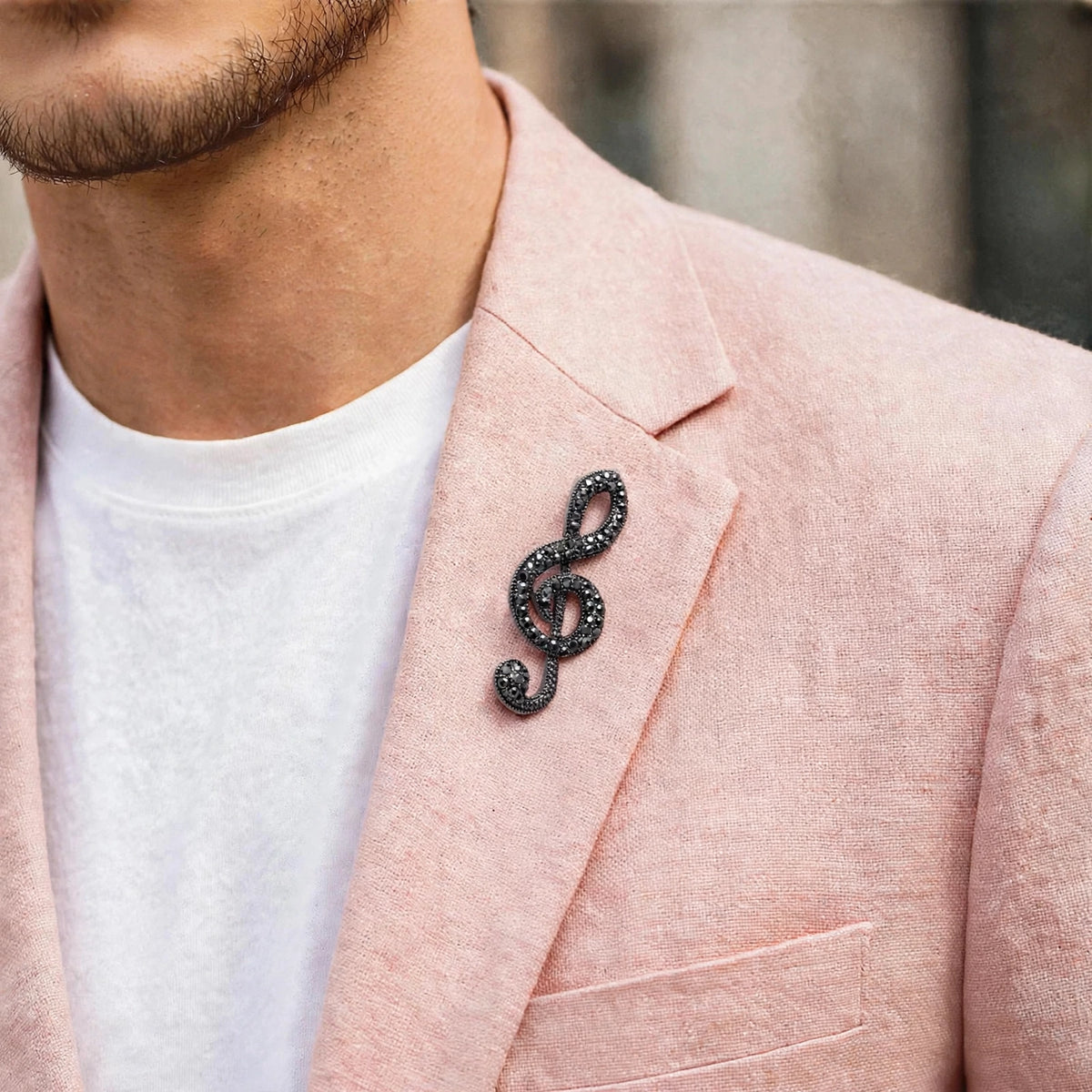 Musical Note Brooch Silver