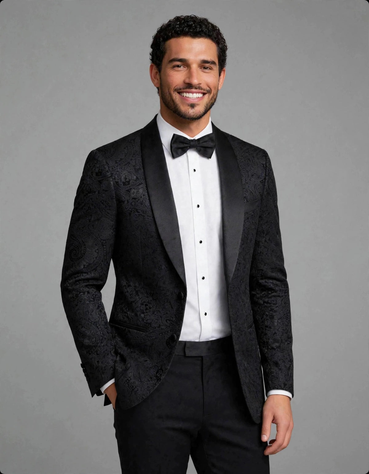 MTM Shawl Jacket Paisley Black