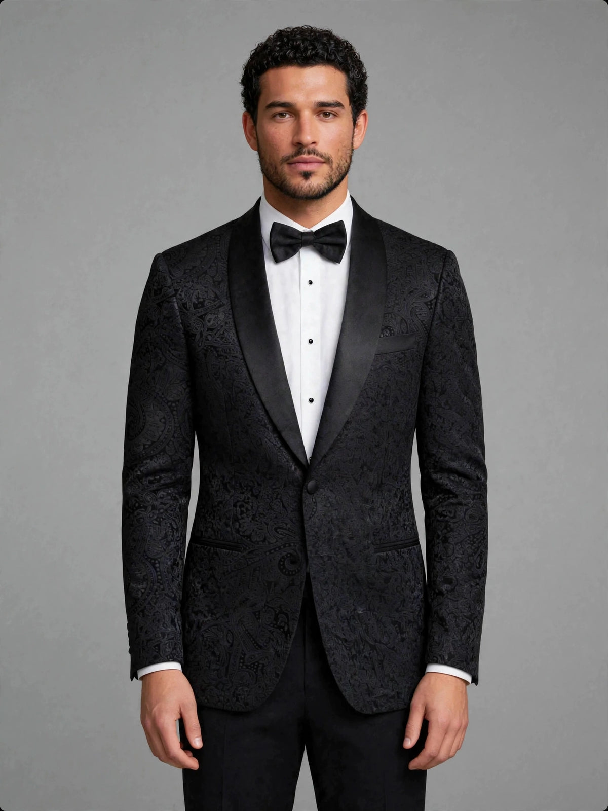 MTM Shawl Jacket Paisley Black