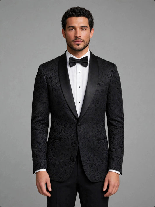 MTM Shawl Jacket Paisley Black