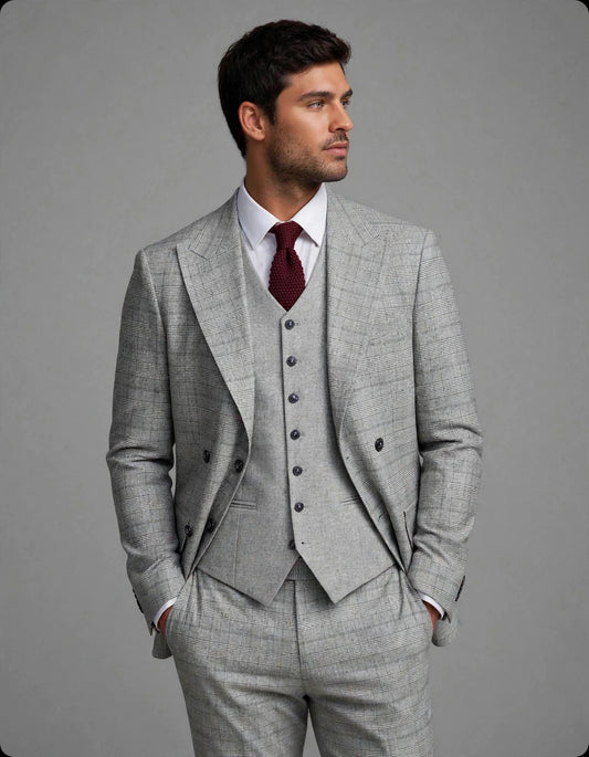 Farrel 3 Piece Suit Set Grey Check