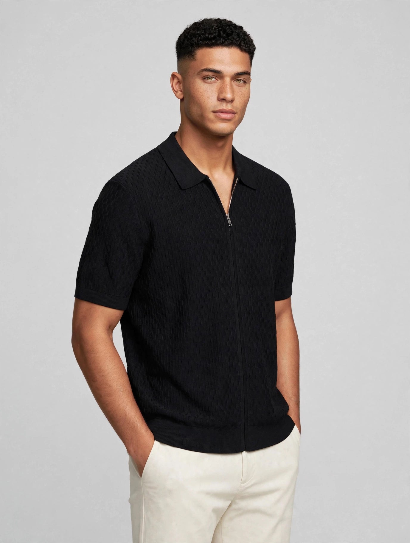 Gustav SS Zip Cardigan Black