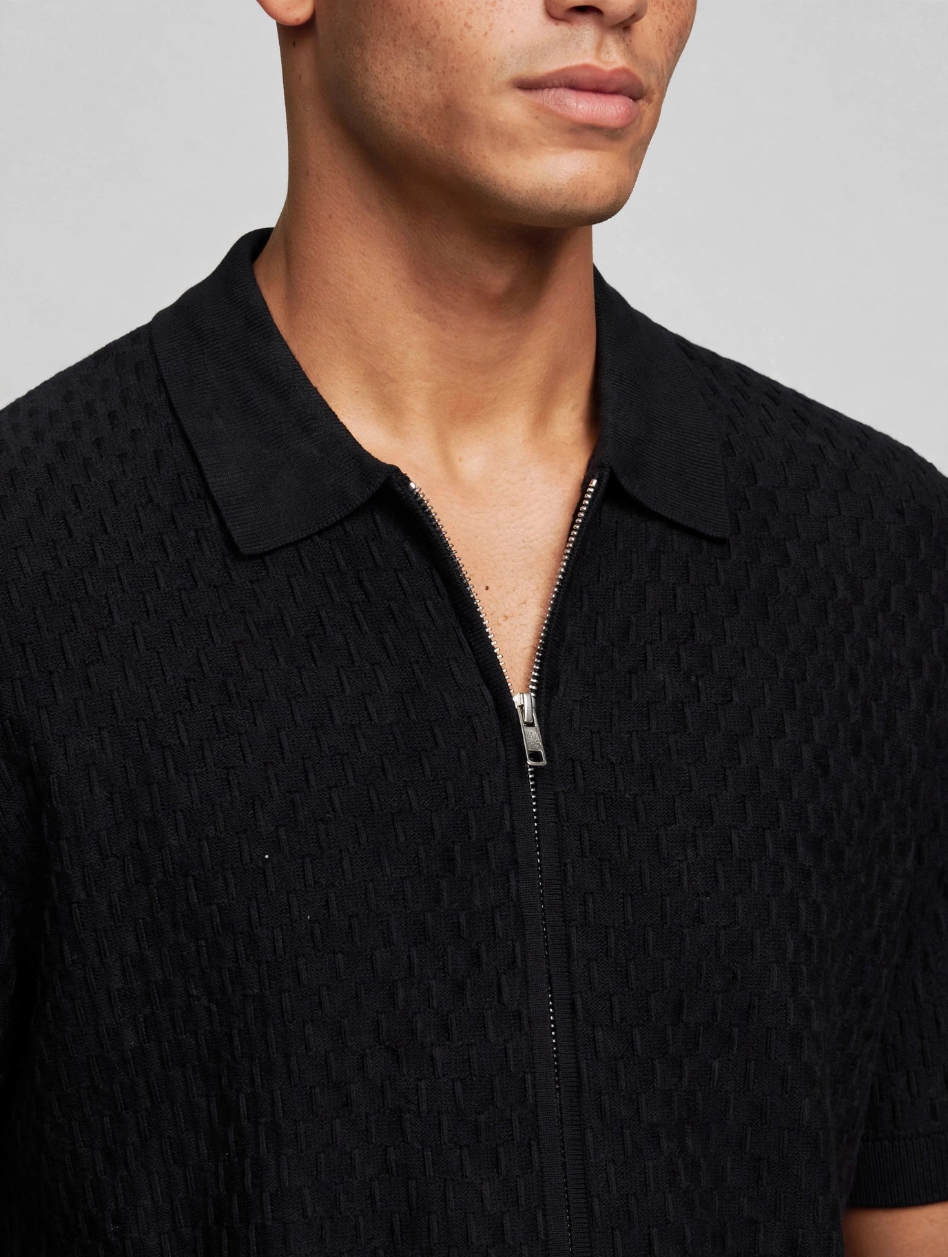 Gustav SS Zip Cardigan Black