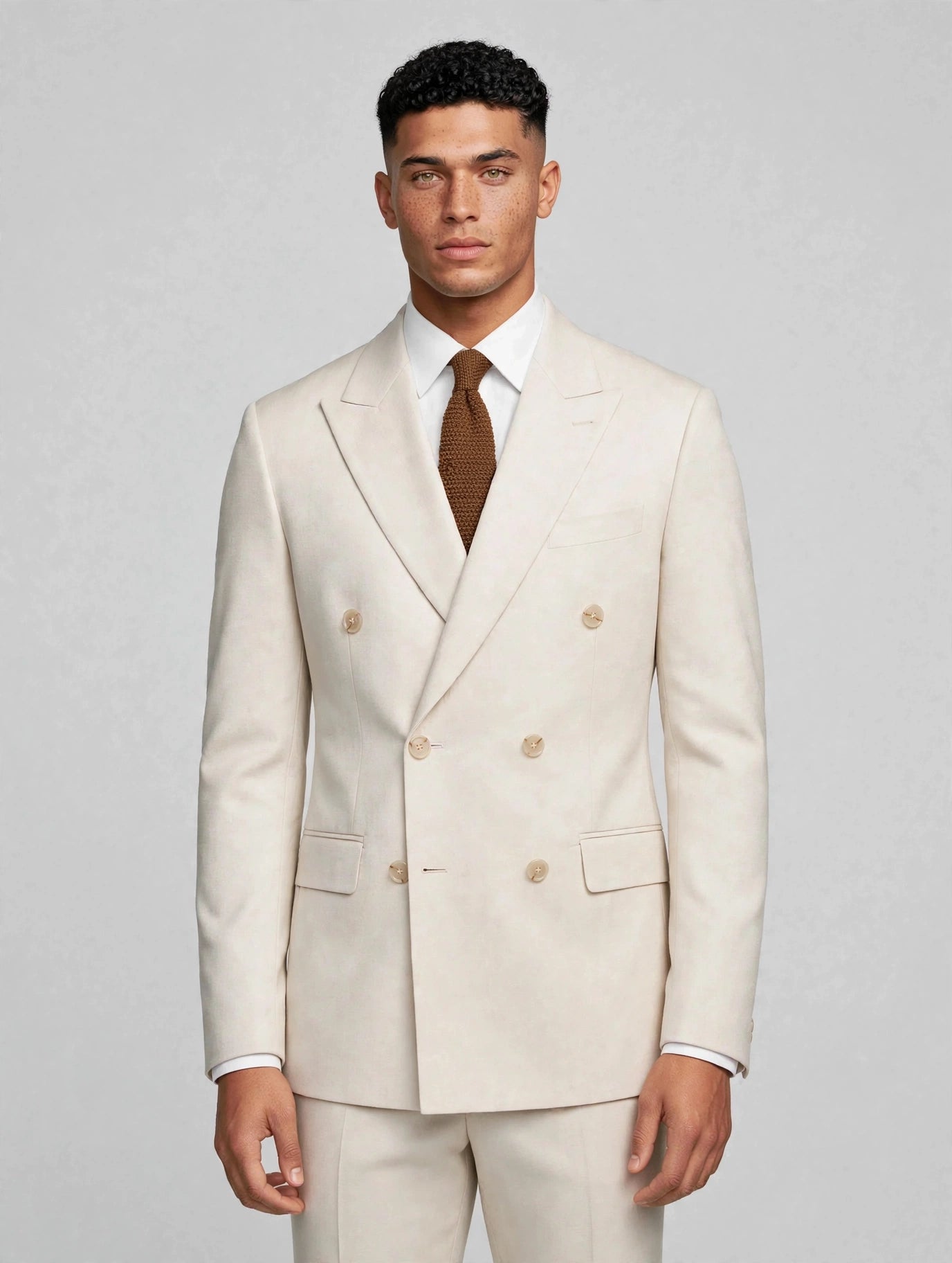 Neil DB 2 Piece Suit Ecru