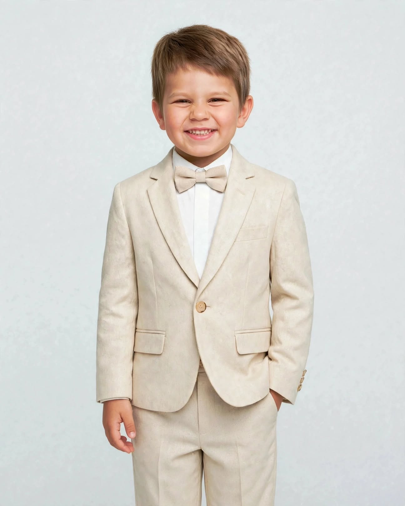 Archie Boys Linen Suit Set Sand