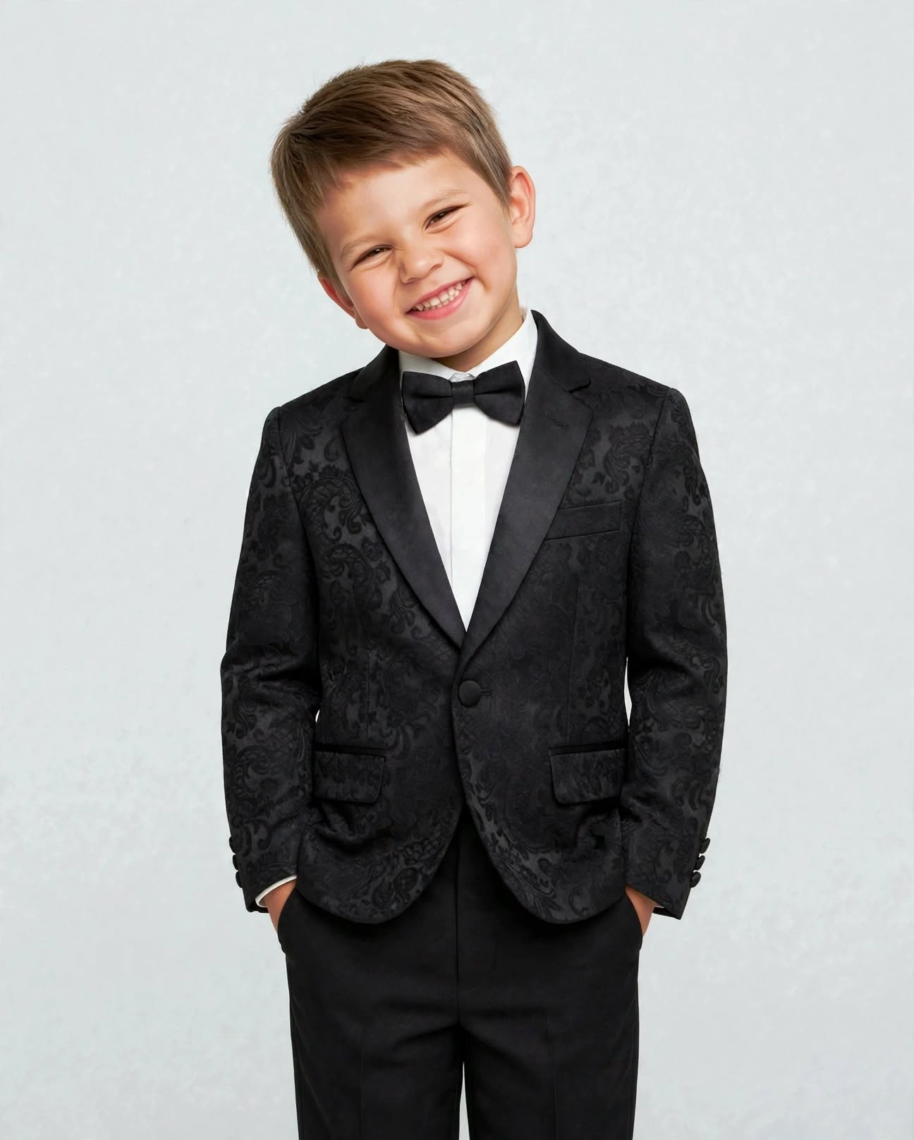 Edwin Boys Tuxedo Jacket Black Paisley