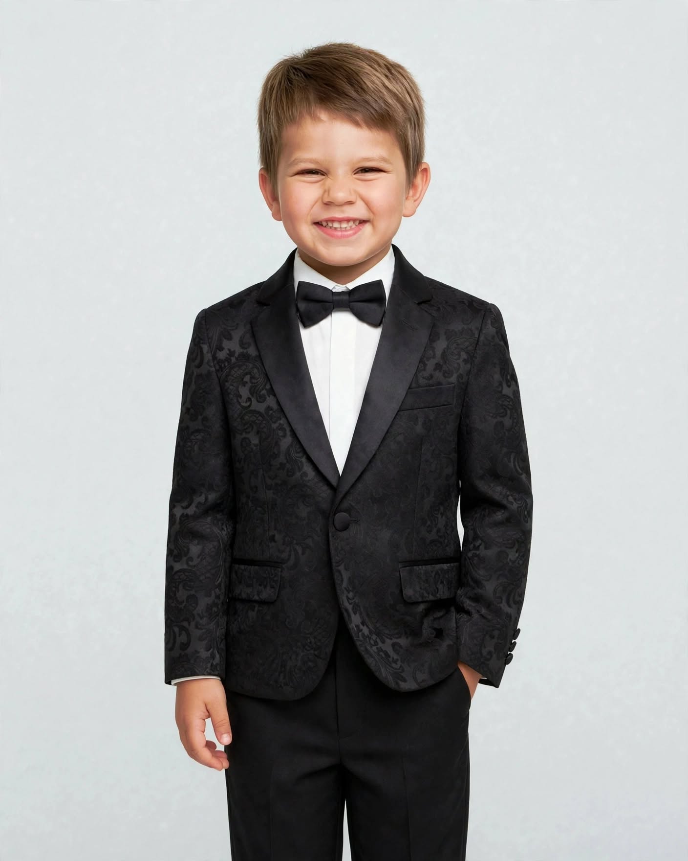 Edwin Boys Tuxedo Jacket Black Paisley