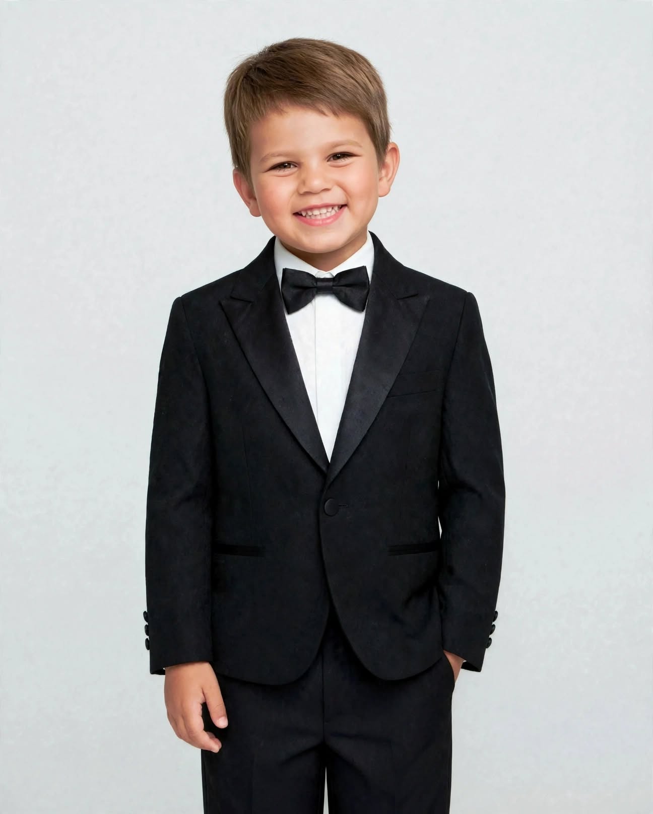 Louis 2 Boys Peak Tuxedo Set Black