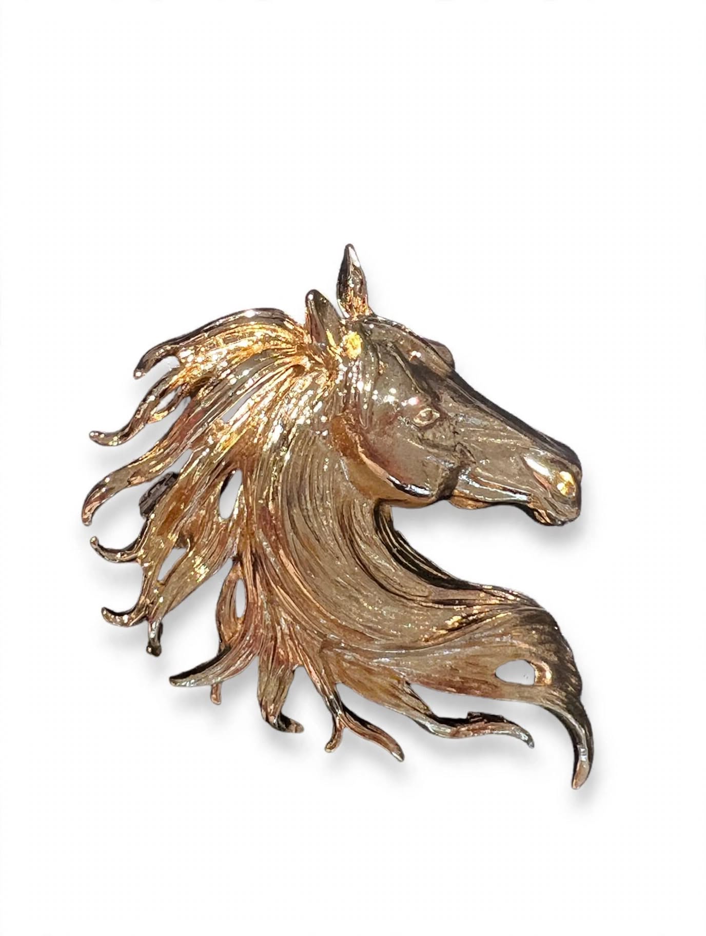 Horse Head Brooch Gold