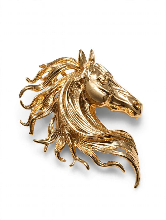 Horse Head Brooch Gold
