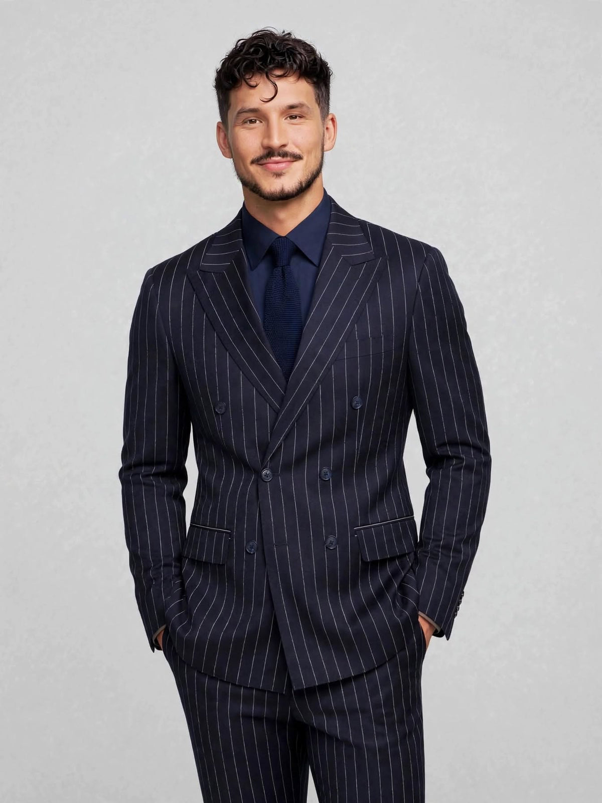 MTM DB Peak Jacket Pinstripe Navy