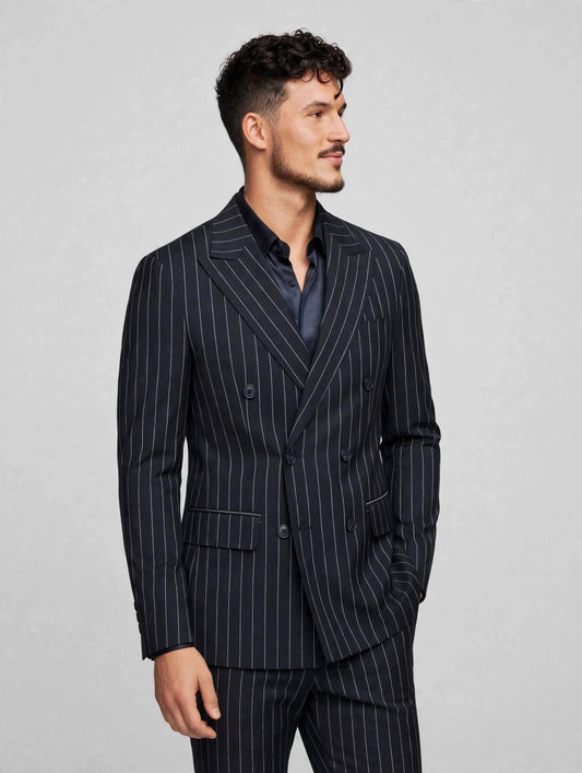 MTM DB Peak Jacket Pinstripe Navy