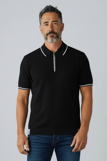 Sean Knitted Zip Polo