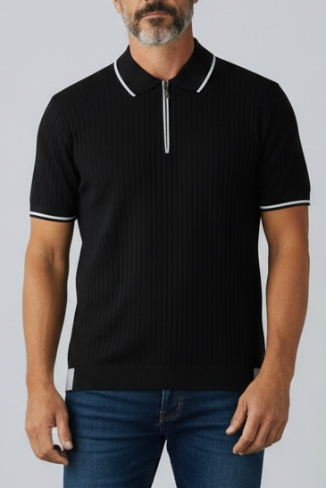Sean Knitted Zip Polo