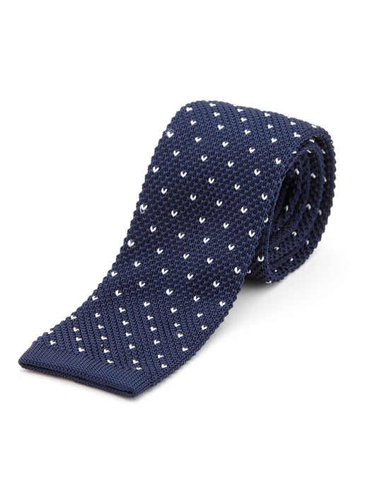 Knitted Tie Navy / Spot